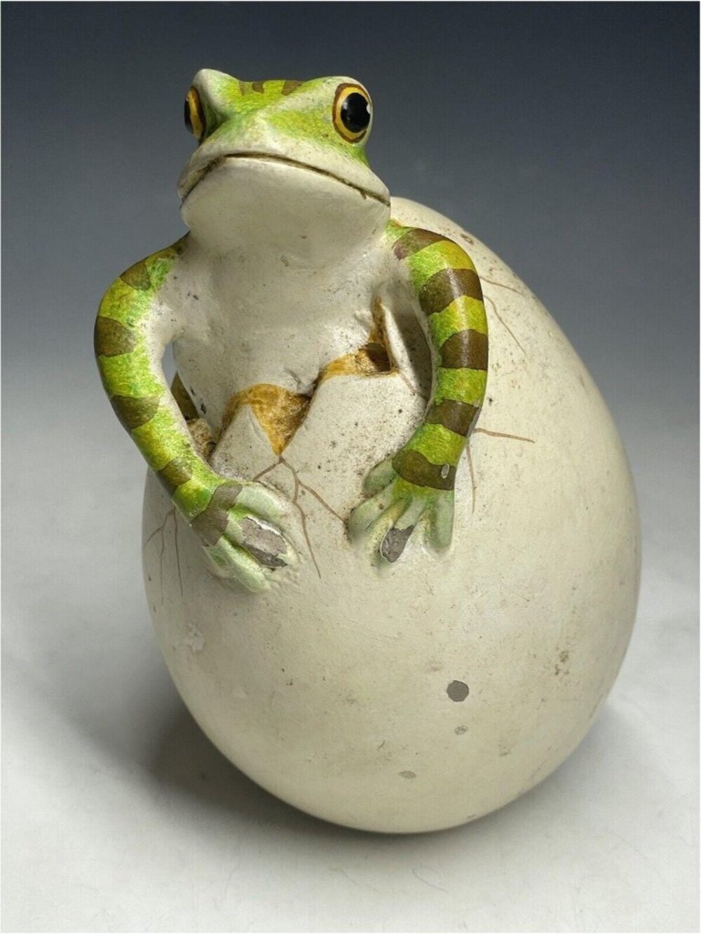 Vintage Mario Gonzalez Artist Pottery Frog in Egg Sculpture Vase 20th C. Ceramic